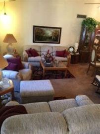SOFA, LOVESEAT, CHAIR AND OTTOMAN ARE SOLD.  OCCASIONAL TABLES, DECOR STILL AVAILABLE