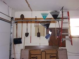 Lawn and garden! rakes and more rakes Ladder