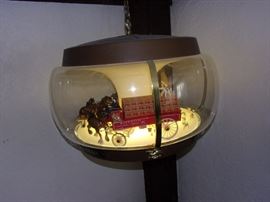 Vintage BUDWEISER Clydesdale Dog Parade Carousel Beer Hanging Light Motion Rotating Sign