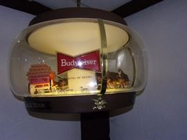 Vintage BUDWEISER Clydesdale Dog Parade Carousel Beer Hanging Light Motion Rotating Sign