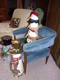 Vintage baby blue horseshoe chair