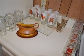 Old glasses, gravy boat