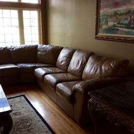 Cocoa color leather sectional