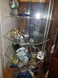 Curio cabinet filled with Crystal items