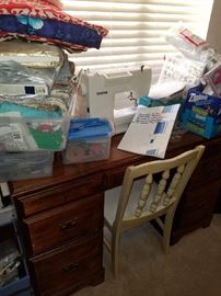 Brother sewing machine, sewing machine desk, chair, fabric and notions to outfit your own sewing nook