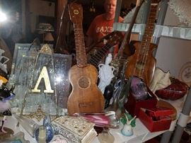 Musical instruments along with various items