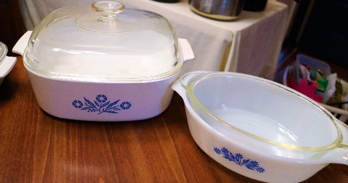 Corningware on the left and  Fire King on the right