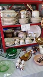 Mikasa Garden Ware Japan Vintage Dinnerware, Green Depression Glass, Fall Harvest Decor