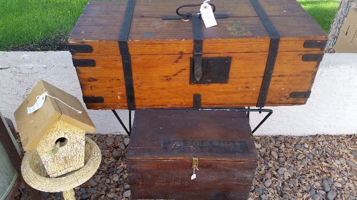 Antique Truck, Wood Box and Birdhouse with stand