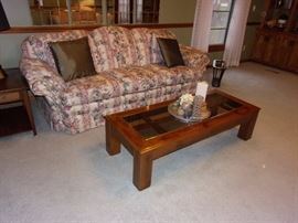 Sofa/Couch with matching loveseat and glass top coffee table