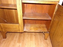Beautiful secretary desk with unique mirro, ornate wood carved and glass doored bookcase