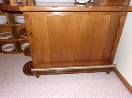 Portable Vintage bar with light, solid oak shelving on it's side. Pool table not for sale.