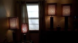 Vintage Metro mid-century Hans Wegner wicker lamp shade with fiberglass inner shade including lampstand. Similar sold on eBay for $275. These are in near-new condition