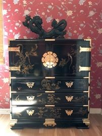 Black Lacquer Asian Chest