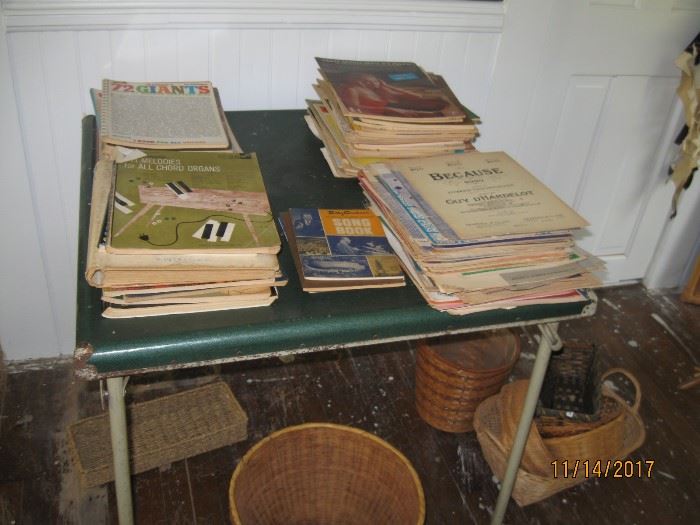 Vintage sheet music and books