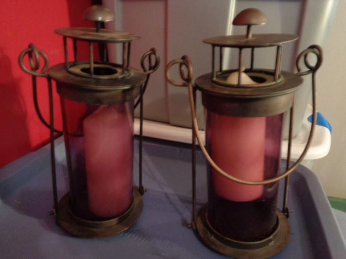 Pair of metal candle sconces