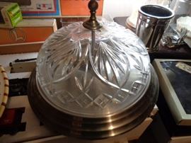 2 Waterford crystal flush-mount light fixtures with brushed nickel base