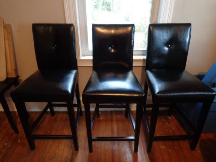 3 black bar height stools