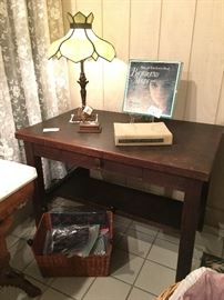 Lamp & mission oak desk