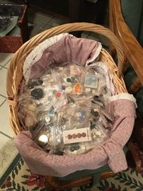 Large basket of buttons