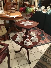 2-tier Victorian walnut table