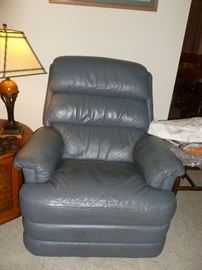 Gray leather recliner
