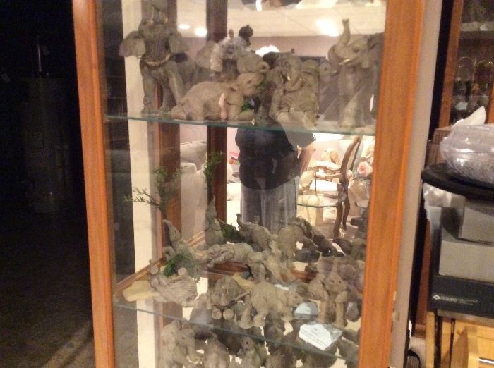 Some of over 200 elephant figurines