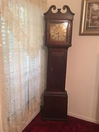 This gorgeous circa 1750's grandfather clock RUNS WELL !! This is a hand made Pennsylvania Dutch clock with a Black Forest movement.  This is a really beautiful old piece.