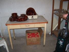 dishes and porcelain top table