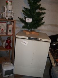 small Christmas tree and small chest freezer