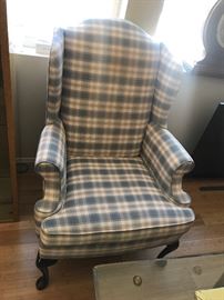 Upholstered arm chair with cabriole legs