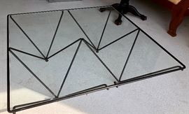 Paula Piva hairpin, glass top cocktail table, MCM