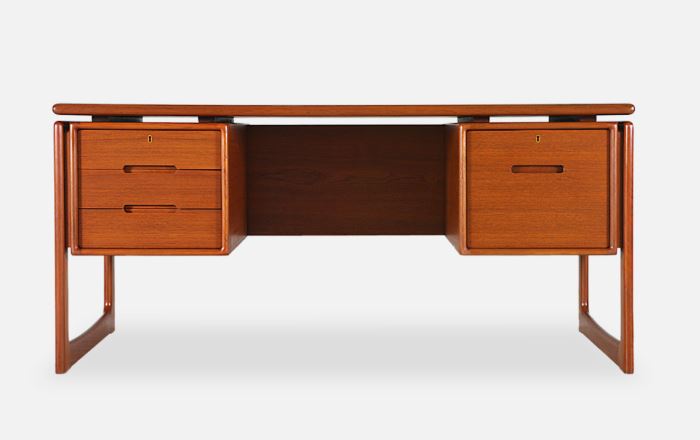 Danish, MCM, Dyrlund desk -- shelves on opposite side