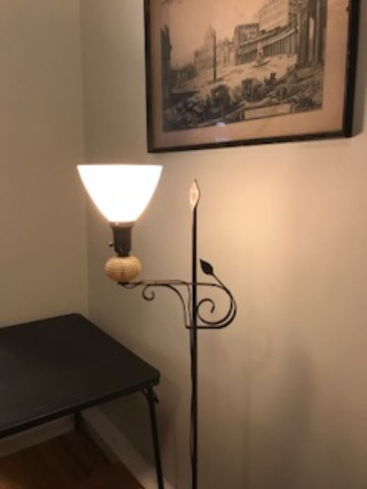 2 vintage wrought iron standing lamps.