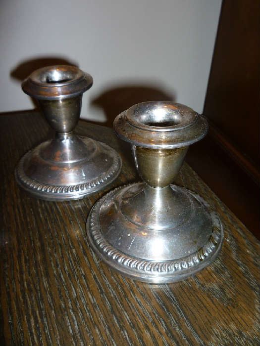 WEIGHTED SILVER CANDLE HOLDERS