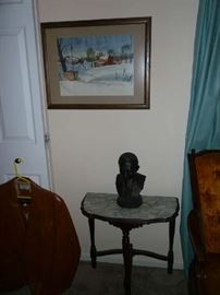 ART, DECORATIVE SIDE TABLE, STATUE