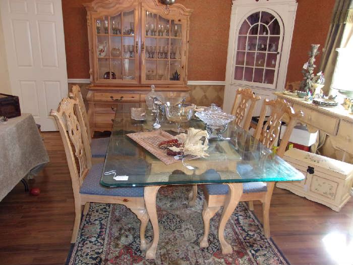 Pine &  Glass Dining table & Chairs