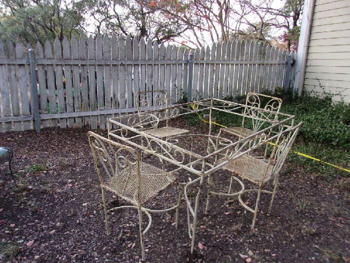 Iron Table Frame & Chairs
