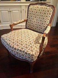 George Smith Bergere Floral Needlepoint Upholstered Chair, 27" x 23" x 37"