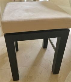 14" Square Ultrasuede Stool w/ Black Wood Base, 19" Ht.