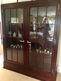 Glass 2 Door, 4 Shelf Wood Display Cabinet, (60” x 20" x 72”)