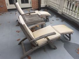 2 Gloster Steamer Chairs w/Cushions
1 Gloster Steamer Side Table