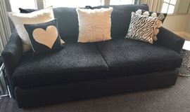 2 Cushion Black Chenille Sofa, (82” x 45" x 35”)