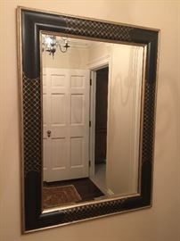 Black and Gilt Framed Beveled Mirror, (32” x 44”)