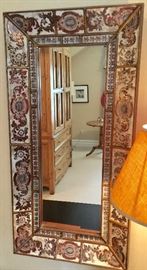 Handpainted Glass Framed Mirror, (20” x 39”)