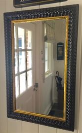 Black and Gold Textured Frame Mirror, (19” x 29”)