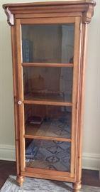 Glass Front Wood Cabinet w/ 4 Shelves, (30” x 21" x 69”)