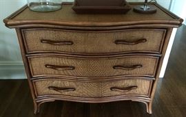 Rattan 3 Drawer Chest, (40” x 20" x 31”)