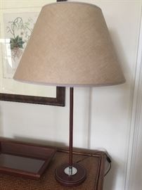 Pair of 29" Leather Lamps w /Linen Shades