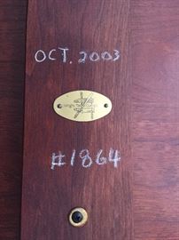 Wright Table Company 60" Round Wood Table 6 Dining Side Chairs w/ Beige Upholstered Seats by Jean Gestas, France, (19” x 17' x 35”)